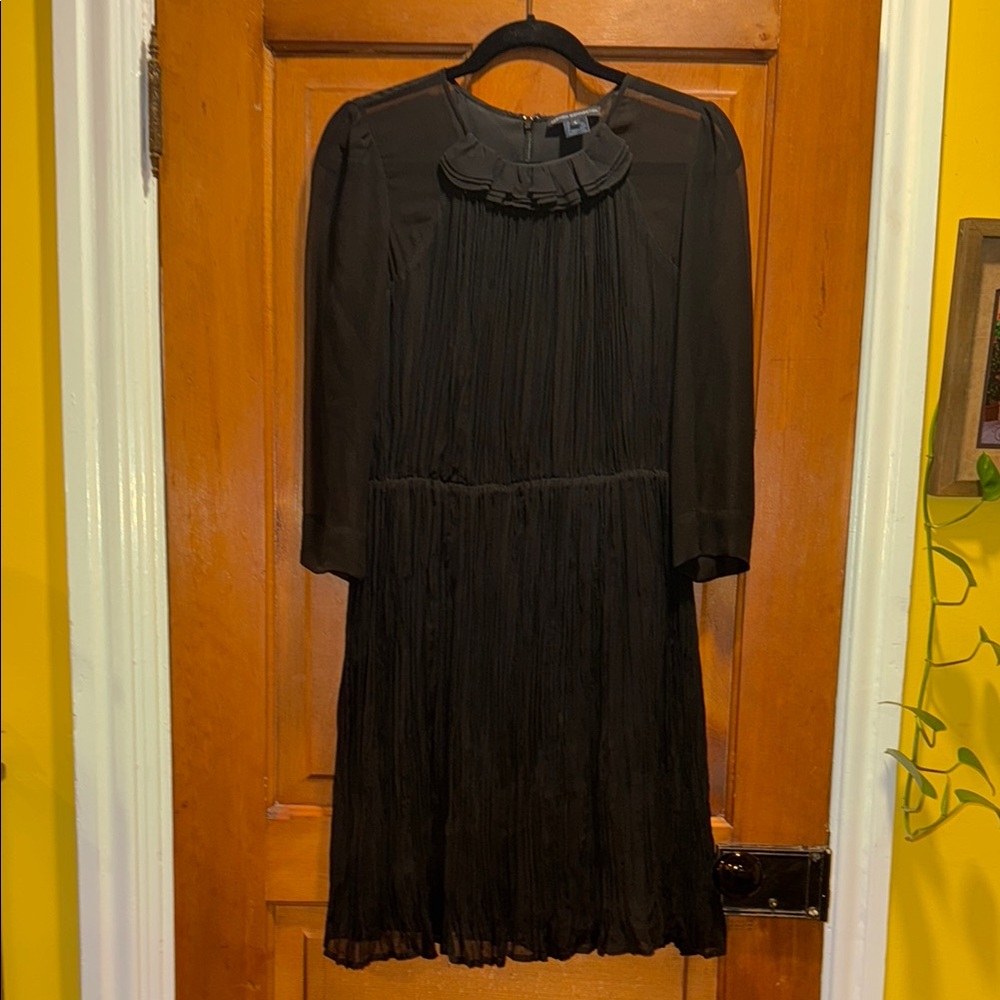 French connection dress—Elegant Black Pleated Dress—sz 6